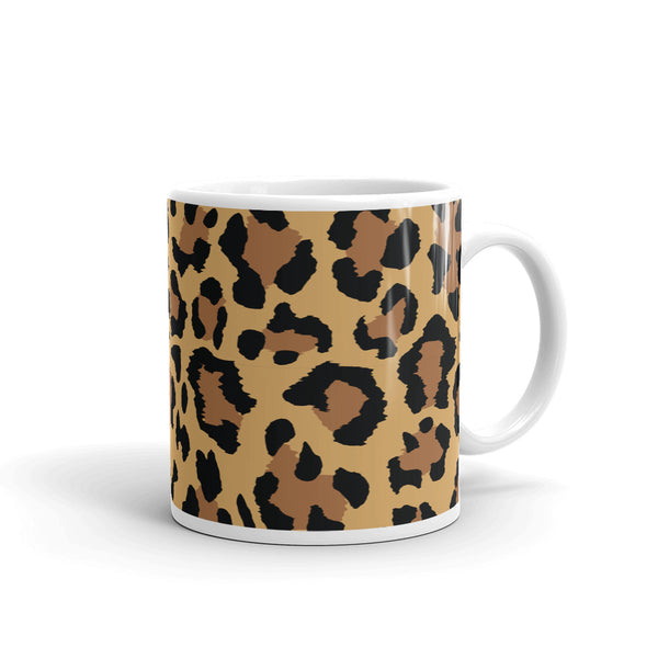 Cheetah White glossy mug