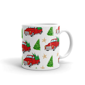 Christmas Truck White glossy mug