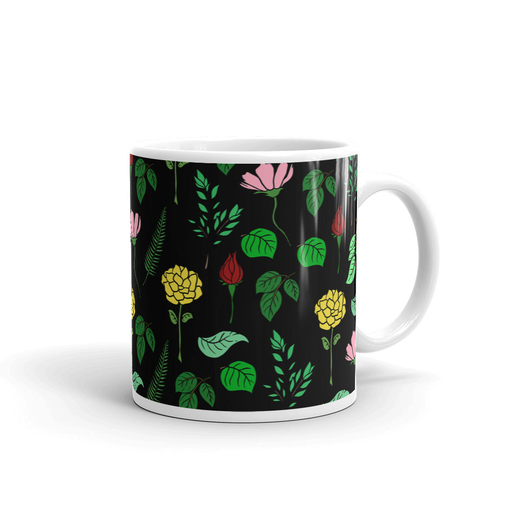 Floral White glossy mug