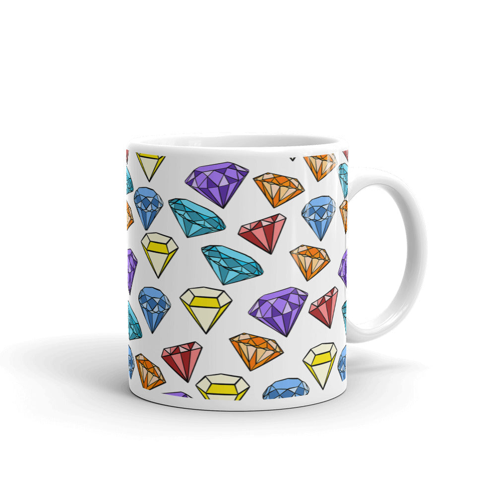 Gems White glossy mug