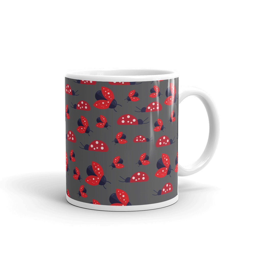 Ladybug White glossy mug