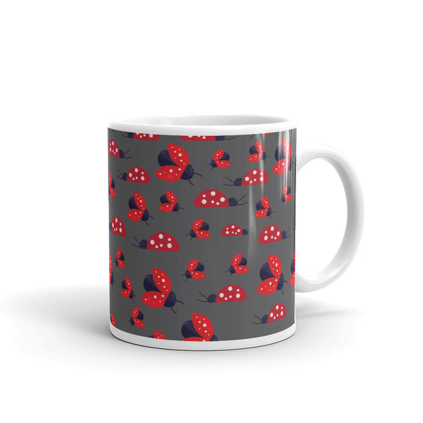 Ladybug White glossy mug