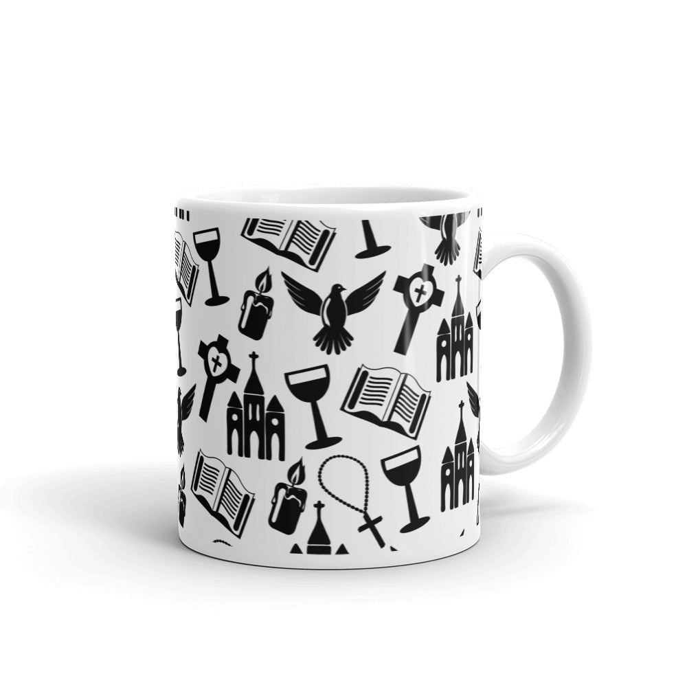 Religious White glossy mug