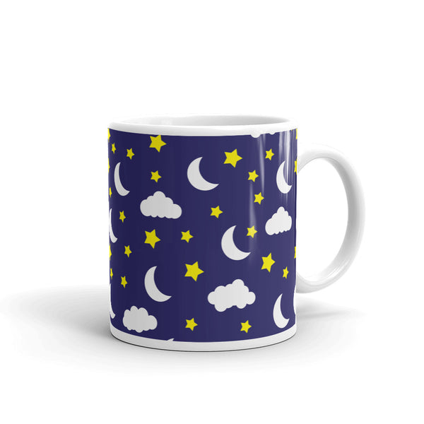 Star and Moon White glossy mug