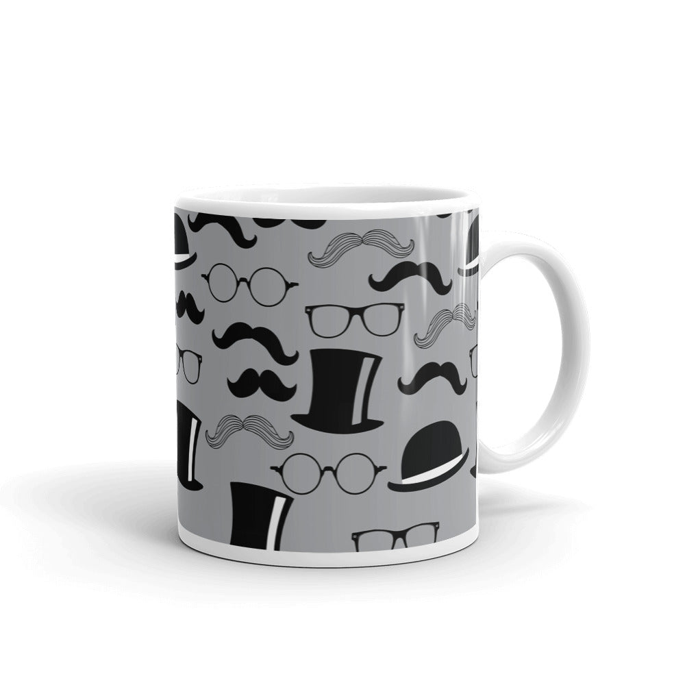 Mustache White glossy mug
