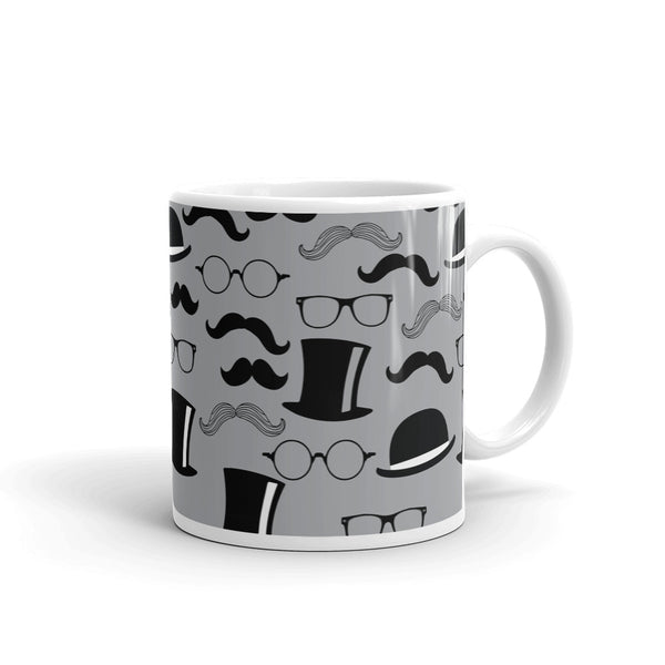 Mustache White glossy mug