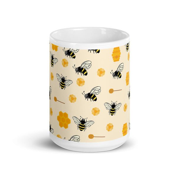 Bee White glossy mug