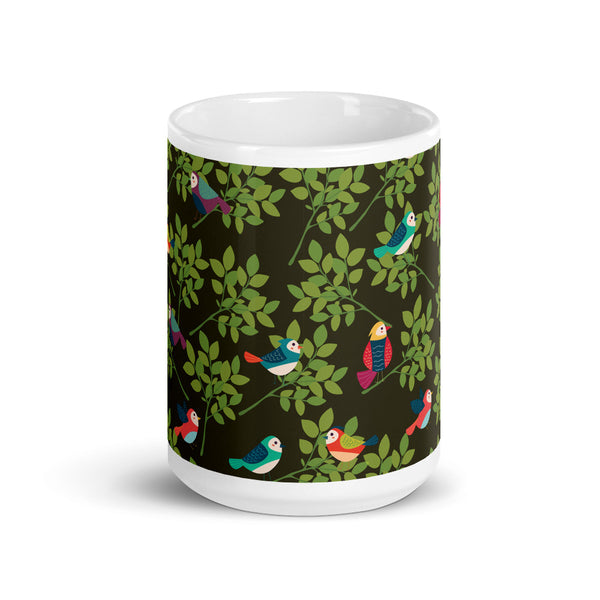 Bird White glossy mug