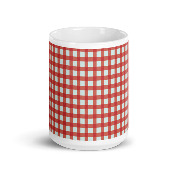 Checkered White glossy mug