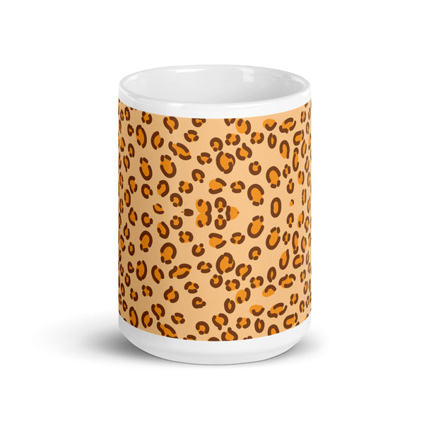 Cheetah White glossy mug