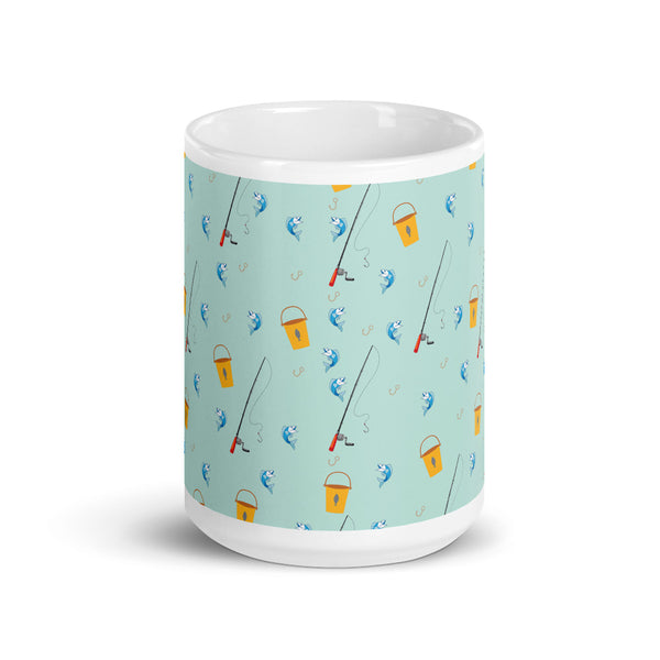 Fishing White glossy mug