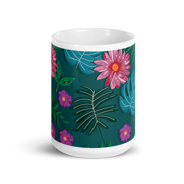 Flowe White glossy mug