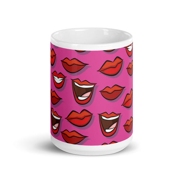 Lip White glossy mug