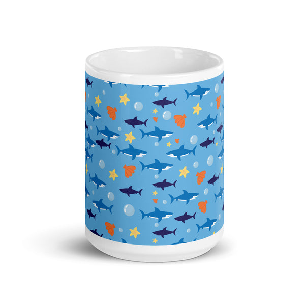 Shark White glossy mug