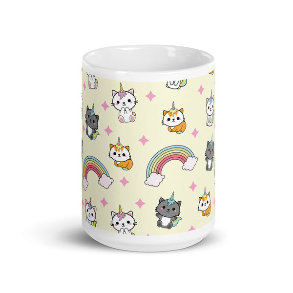 Unicorn Cat White glossy mug