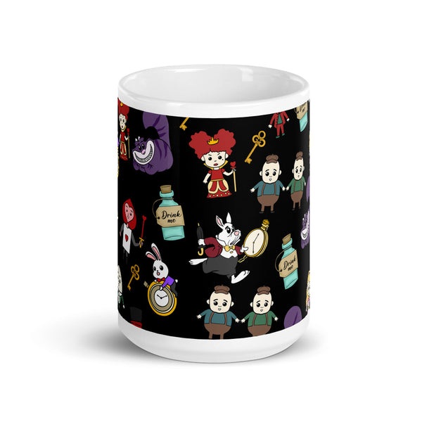 Alice in Wonderland White glossy mug