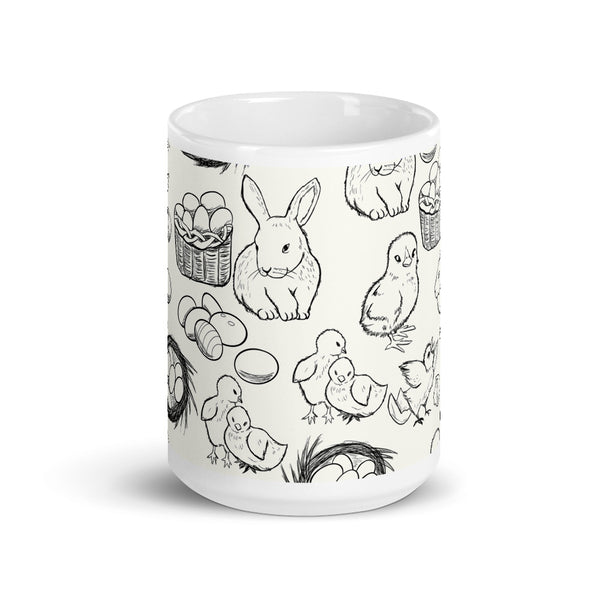 Easter Sketch White glossy mug