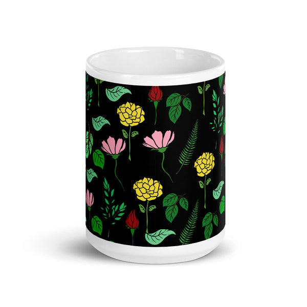 Floral White glossy mug