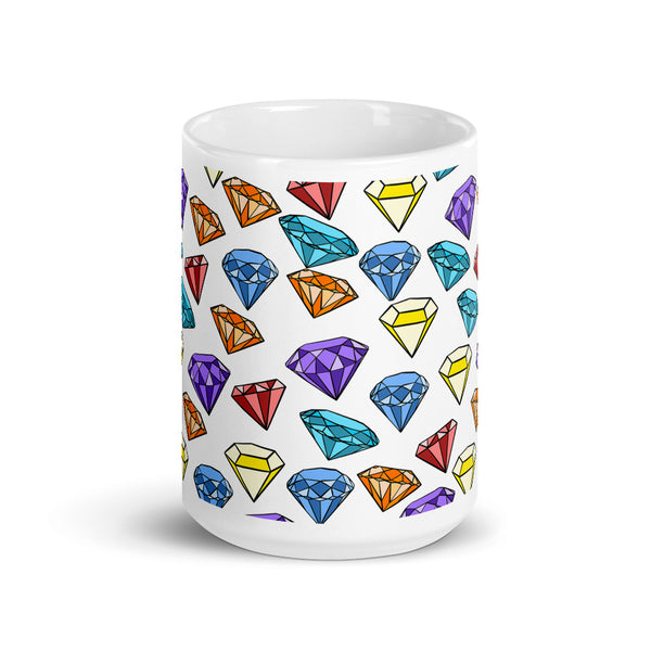 Gems White glossy mug