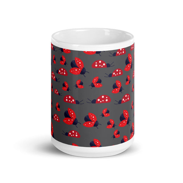 Ladybug White glossy mug