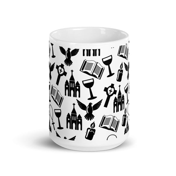 Religious White glossy mug