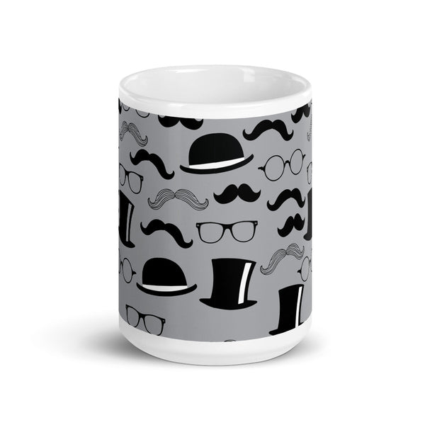 Mustache White glossy mug