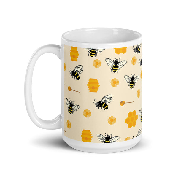 Bee White glossy mug