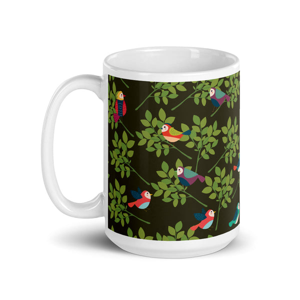 Bird White glossy mug