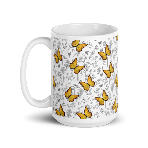 Butterfly White glossy mug