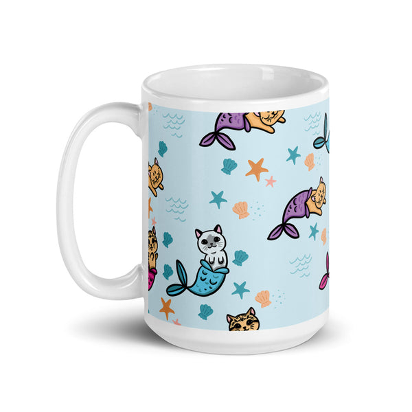 Cat Mermaid White glossy mug