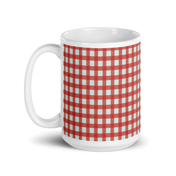 Checkered White glossy mug