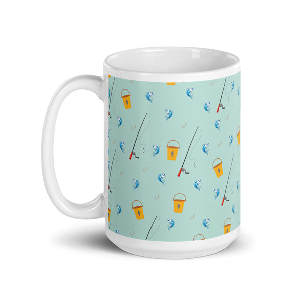 Fishing White glossy mug