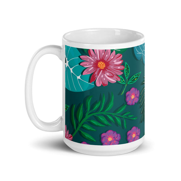 Flowe White glossy mug