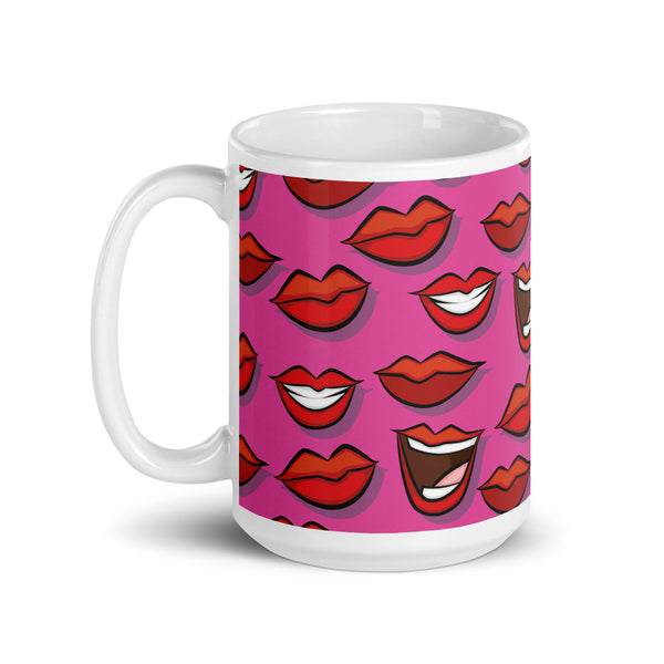 Lip White glossy mug