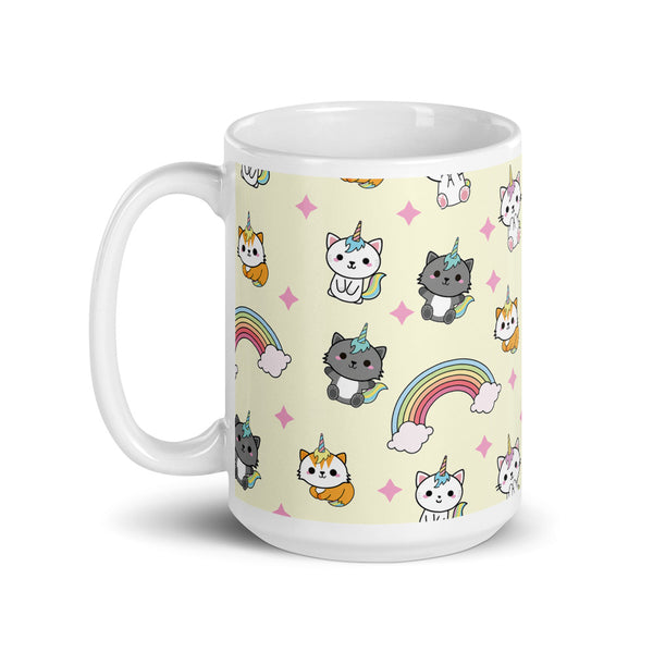 Unicorn Cat White glossy mug