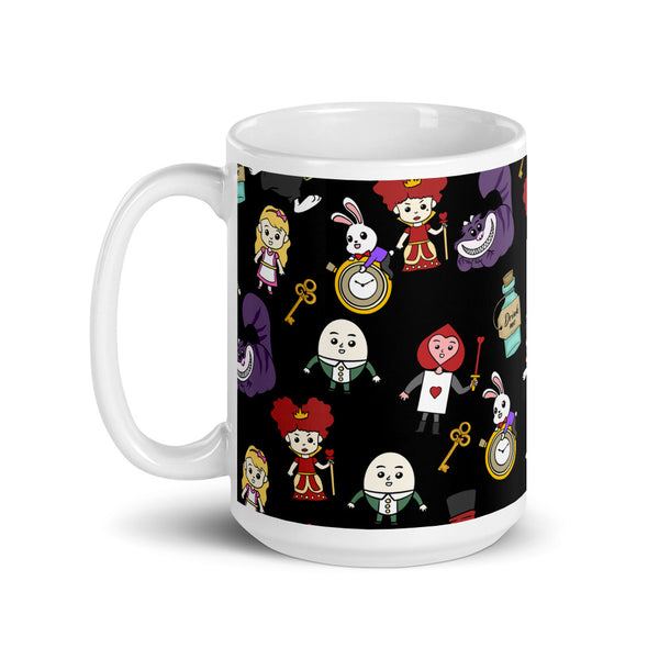 Alice in Wonderland White glossy mug