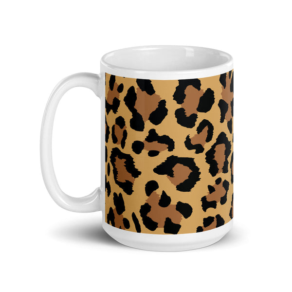 Cheetah White glossy mug