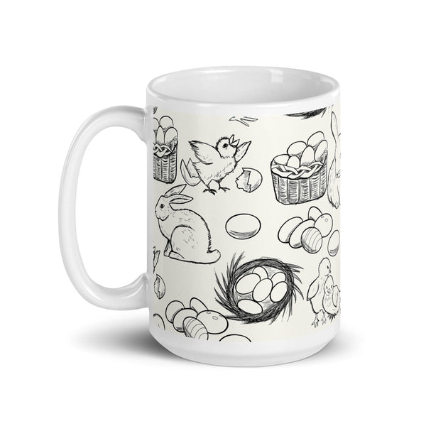 Easter Sketch White glossy mug