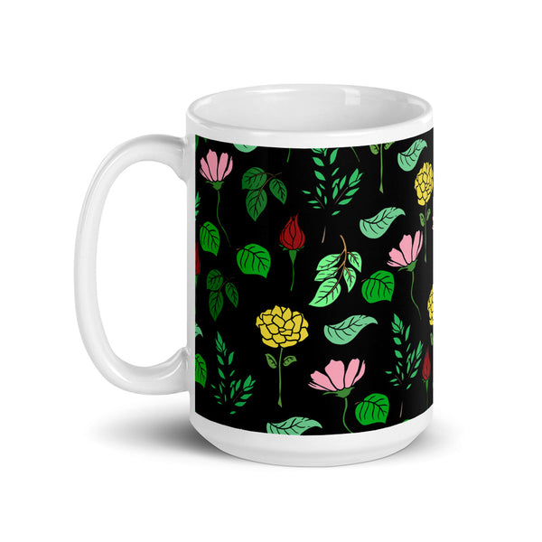 Floral White glossy mug