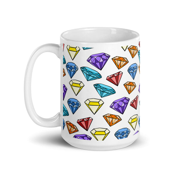 Gems White glossy mug