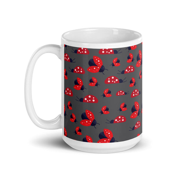 Ladybug White glossy mug