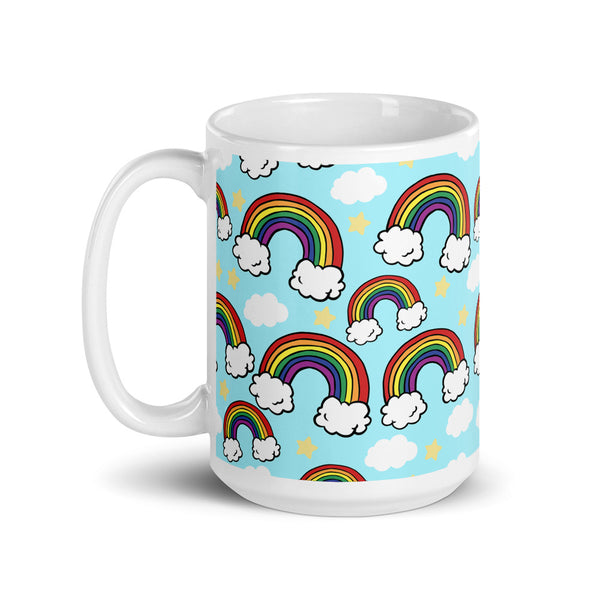 Rainbow White glossy mug