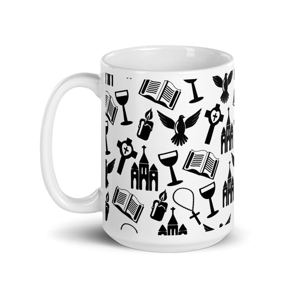 Religious White glossy mug