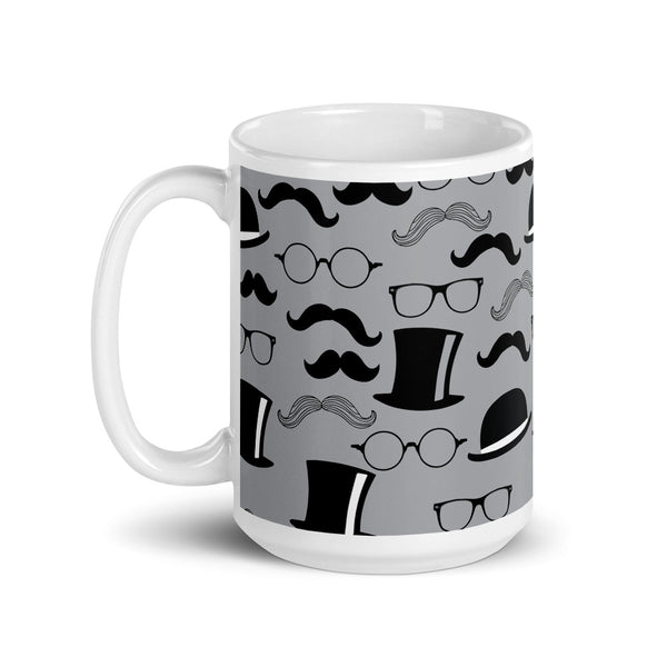 Mustache White glossy mug