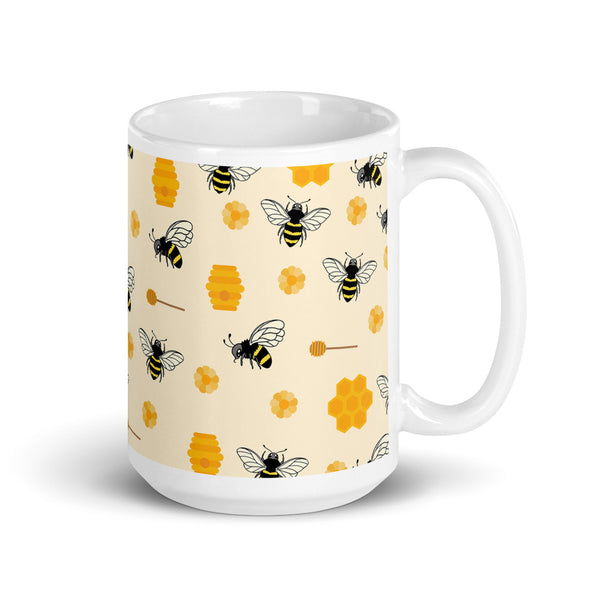 Bee White glossy mug