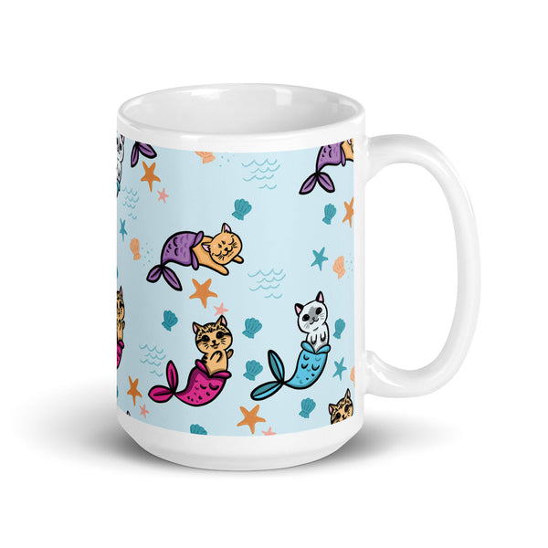 Cat Mermaid White glossy mug