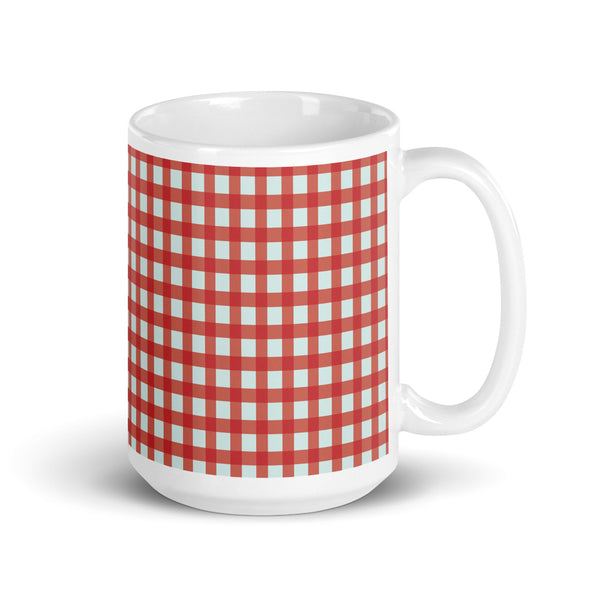 Checkered White glossy mug