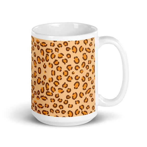 Cheetah White glossy mug