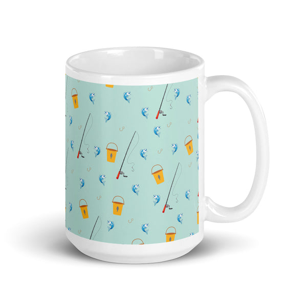 Fishing White glossy mug