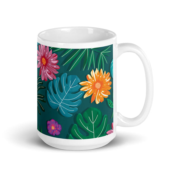 Flowe White glossy mug